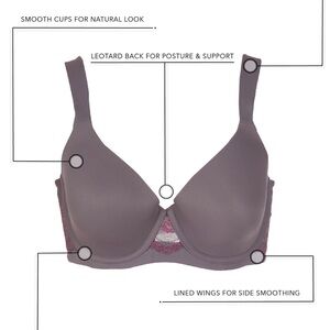 Leading Lady Soft Gray Bra with Pink Accents 42A